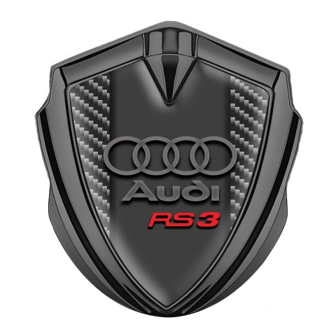Audi RS3 Emblem Abzeichen Graphit Tonfarbe mit Hell Kohlenstoff Basis Design