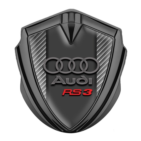 Audi RS3 Emblem Aufkleber Autozubehor Graphit Tonfarbe mit Carbon Textur und Graphit Rot logo