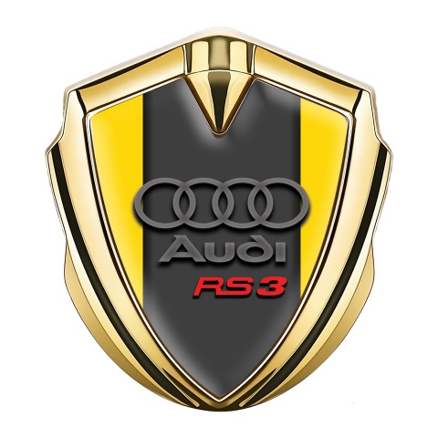 Audi RS3 Emblem Aufkleber Autozubehor Goldtonfarbe mit Gelb Basis und Graphit Rote logo
