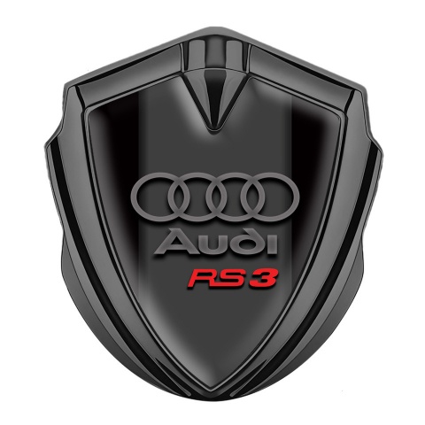 Audi RS3 Emblem Logo Schriftzug Aufkleber Graphit Tonfarbe mit Schwarz Fundaments und Sport Logo