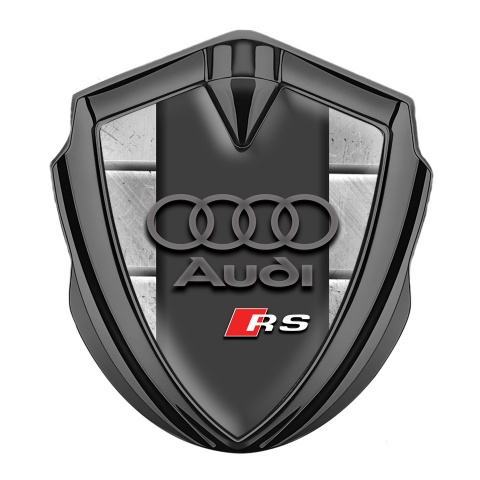 Audi Rs Abzeichen selbstklebend Graphit Tonfarbe mit Eine Steinmauer Effekt Basis und Sport Logo