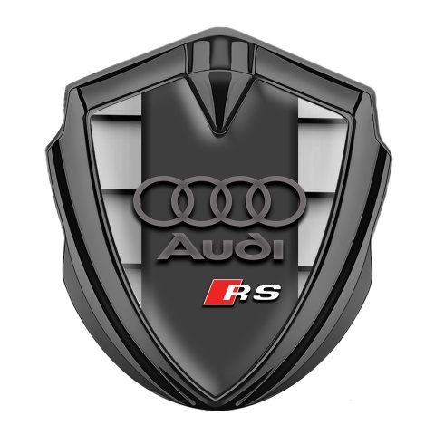 Audi RS Emblem Abzeichen selbstklebend Graphit Tonfarbe mit Shutter Effekt und Sport Logo Stil