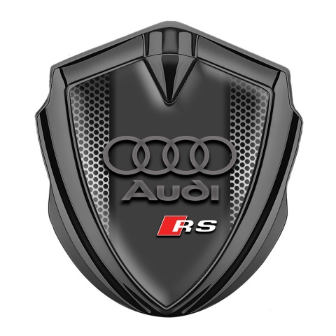 Audi RS Emblem Abzeichen Graphit Tonfarbe mit Perforiertes Metall Basis und Sport Logo