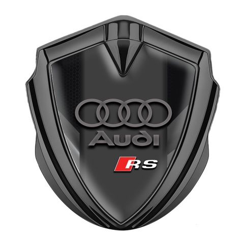 Audi RS Emblem Abzeichen selbstklebend Graphit Tonfarbe mit Schwarz Grau Elemente Design