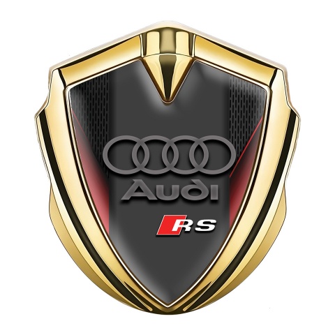 Audi RS Emblem Aufkleber Autozubehor Goldtonfarbe mit Rote Flugel Effekt und Sport Logo