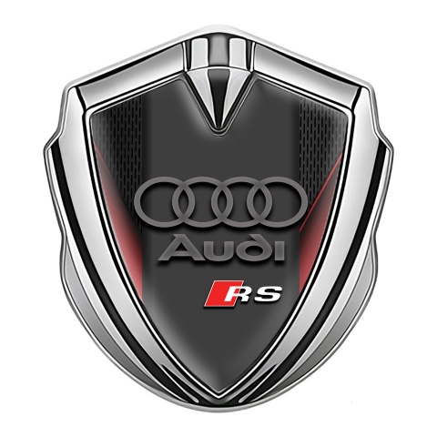 Audi RS Emblem Aufkleber Autozubehor Silbertonfarbe mit Rote Flugel Effekt und Sport Logo