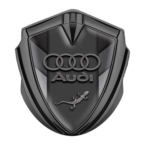 Audi Quattro Selbstklebendes Metallaufkleber Emblem Graphit Tonfarbe mit Grau V Elemente Design