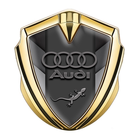 Audi Quattro Selbstklebendes Metallaufkleber Emblem Goldtonfarbe mit Grau V Elemente Design