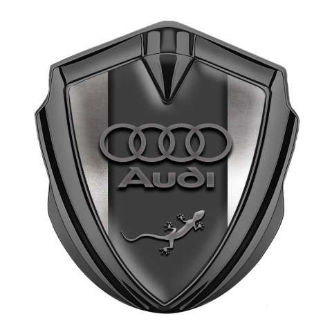 Audi Quattro Emblem Aufkleber Autozubehor Graphit Tonfarbe mit Metallischer Hintergrund Auflage