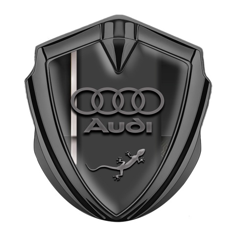 Audi Emblem Aufkleber Autozubehor Graphit Tonfarbe mit Weisses Band im Basis
