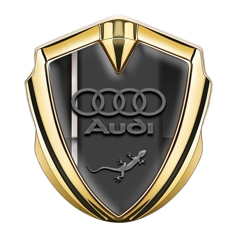 Audi  Emblem Aufkleber Autozubehor Goldtonfarbe mit Weisses Band im Basis