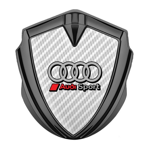 Audi Emblem Abzeichen Graphit Tonfarbe mit Weiss Carbon Fundaments Stil