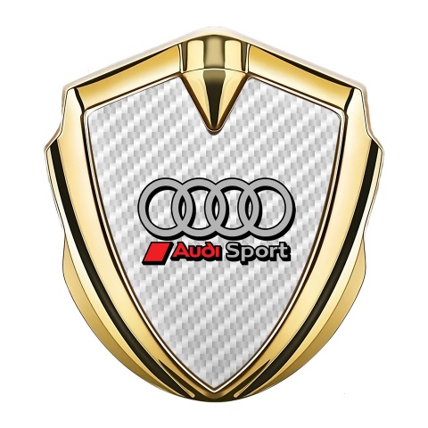 Audi Emblem Abzeichen Goldtonfarbe mit Weiss Carbon Fundaments Stil