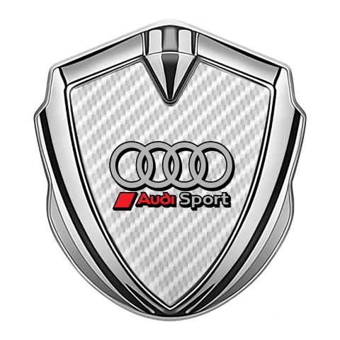 Audi Emblem Abzeichen Silbertonfarbe mit Weiss Carbon Fundaments Stil