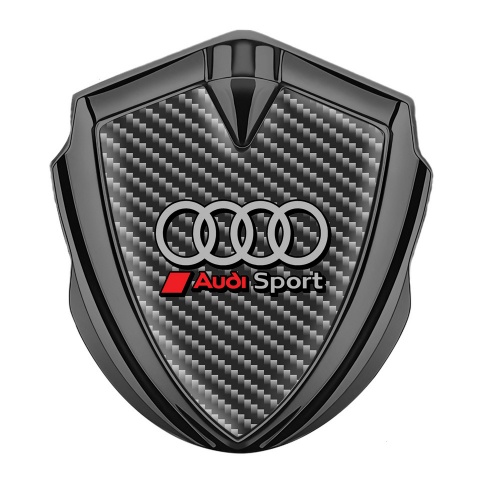 Audi Sport Emblem Abzeichen selbstklebend Graphit Tonfarbe Dunkel Kohlenstoff Hintergrund Auflage