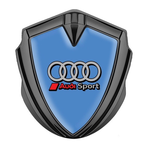Audi Sport Emblem Aufkleber Autozubehor Graphit Tonfarbe mit Blau Hintergrund und Grau Rote Logo