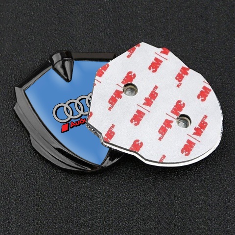 Audi Sport Emblem Aufkleber Autozubehor Graphit Tonfarbe mit Blau Hintergrund und Grau Rote Logo