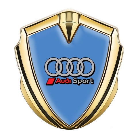 Audi Sport Emblem Aufkleber Autozubehor Goldtonfarbe mit Blau Hintergrund und Grau Rote Logo