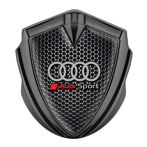 Audi Sport Selbstklebendes Metallaufkleber Emblem Graphit Tonfarbe mit Perforierter Stahl Effekt