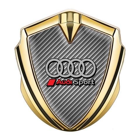 Audi Sport Emblem Logo Schriftzug Aufkleber mit Goldtonfarbe Leichter Kohlenstoff Fundaments Stil