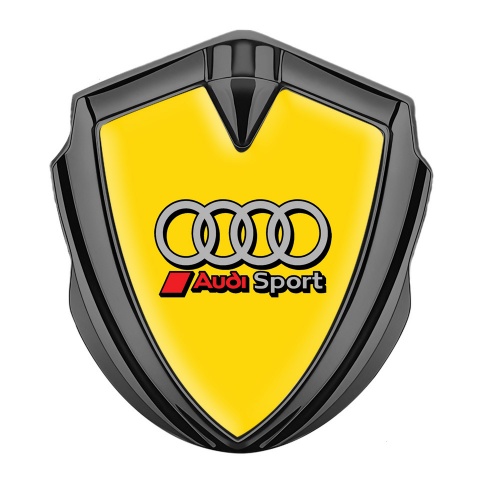 Audi Sport Seitenflugel Emblem Aufkleber Graphit Tonfarbe mit Gelb Fundaments Design und Grau Logo