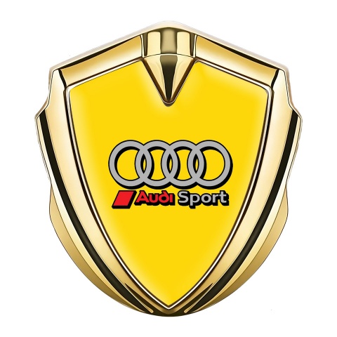 Audi Sport Seitenflugel Emblem Aufkleber Goldtonfarbe mit Gelb Fundaments Design und Grau Logo
