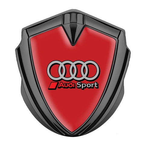 Audi Emblem Abzeichen Graphit Tonfarbe mit Rote Basis Stil und Grau Logo