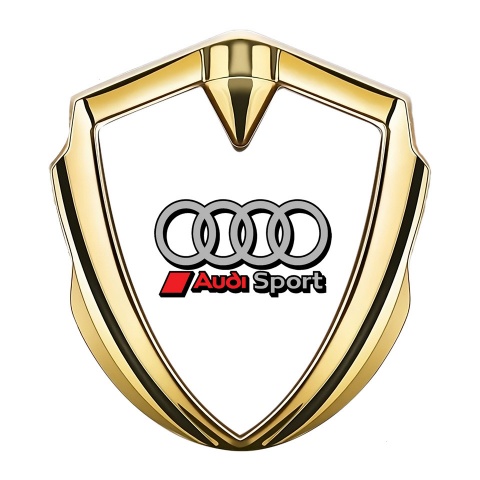 Audi Emblem Car Badge Gold White Background Grey Sport Variant