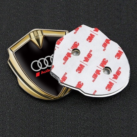 Audi Bodyside Domed Emblem Gold Black Surface Grey Sport Rings