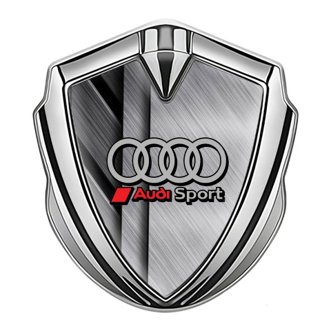 Audi Metal Emblem Self Adhesive Silver Brushed Metal Texture Motif