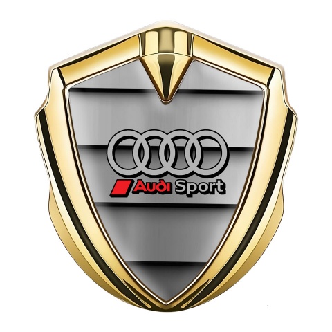 Audi Sport Emblem Aufkleber Autozubehor Goldtonfarbe mit Metalllatten effekt und Grau Rote Logo