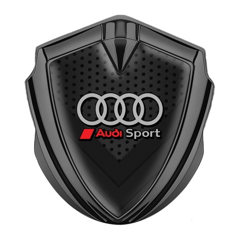 Audi Sport Selbstklebendes Metallaufkleber Emblem Graphit Tonfarbe mit Dunkles Netz Effekt Basis und Grau Kreise