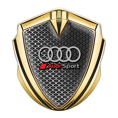 Audi Sport Emblem Logo Schriftzug Aufkleber mit Goldtonfarbe Industrielles Netzwerk effekt