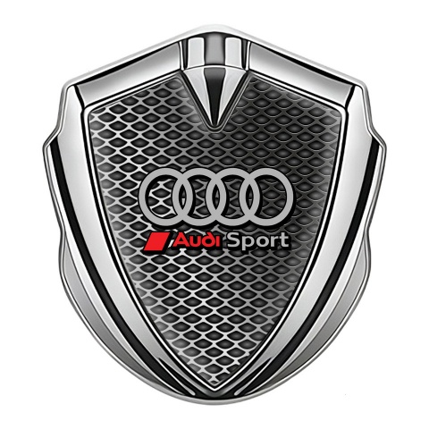 Audi Sport Emblem Logo Schriftzug Aufkleber mit Silbertonfarbe Industrielles Netzwerk effekt