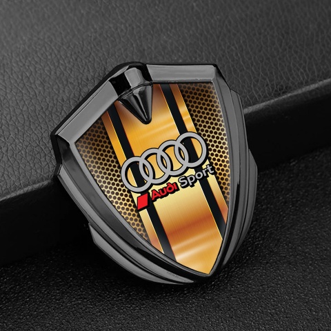 Audi Sport Seitenflugel Emblem Aufkleber Graphit Tonfarbe mit Orangefarbenes Netz basis Design