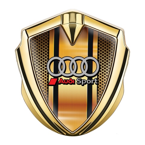Audi Sport Seitenflugel Emblem Aufkleber Goldtonfarbe mit Orangefarbenes Netz basis Design