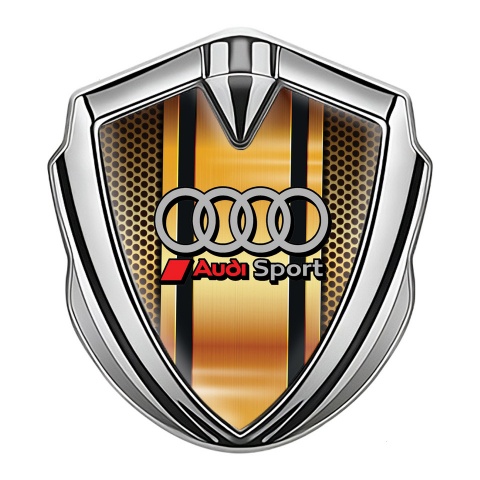 Audi Sport Seitenflugel Emblem Aufkleber Silbertonfarbe mit Orangefarbenes Netz basis Design