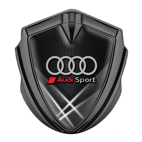 Audi Sport Abzeichen selbstklebend Graphit Tonfarbe mit Grau Lichter Hintergrund Stil Und Grau Rote Logo