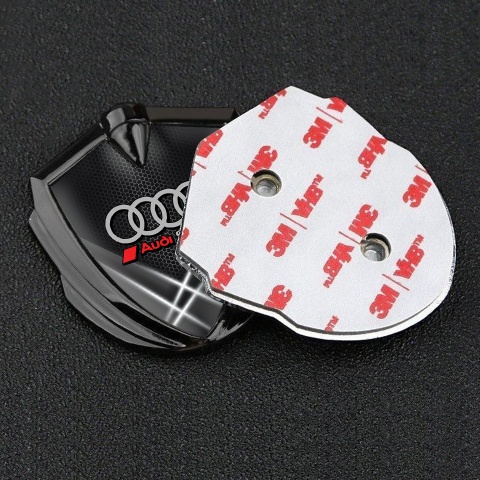 Audi Sport Abzeichen selbstklebend Graphit Tonfarbe mit Grau Lichter Hintergrund Stil Und Grau Rote Logo