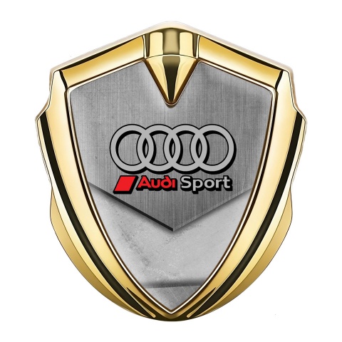 Audi Sport Emblem Aufkleber Autozubehor Goldtonfarbe mit Polierte Steinstruktur Hintergrund