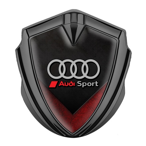 Audi Sport Selbstklebendes Metallaufkleber Emblem Graphit Tonfarbe mit Schwarz Rot Fragmente Im Basis