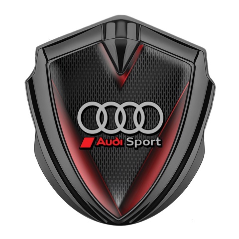 Audi Sport Seitenflugel Emblem Aufkleber Graphit Tonfarbe mit Rote Flugel Effekt Fundaments