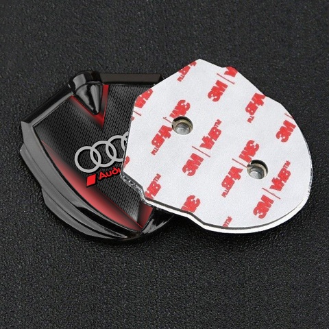 Audi Sport Seitenflugel Emblem Aufkleber Graphit Tonfarbe mit Rote Flugel Effekt Fundaments