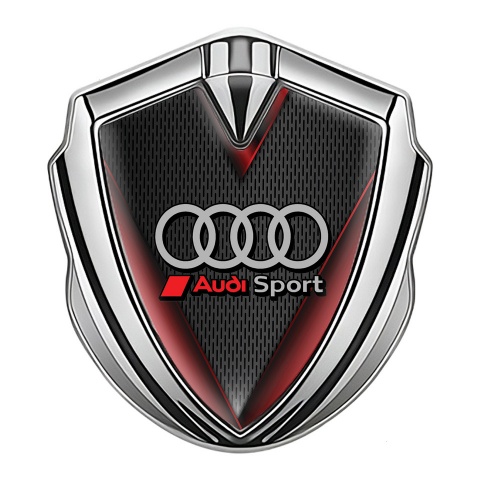 Audi Sport Seitenflugel Emblem Aufkleber Silbertonfarbe mit Rote Flugel Effekt Fundaments