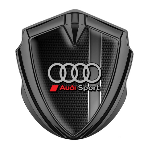 Audi Abzeichen selbstklebend Graphit Tonfarbe mit Schwarz Kohlenstoff Sportmotiv design