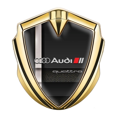 Audi Emblem Trunk Badge Gold Modern Stripe Quattro Style Design