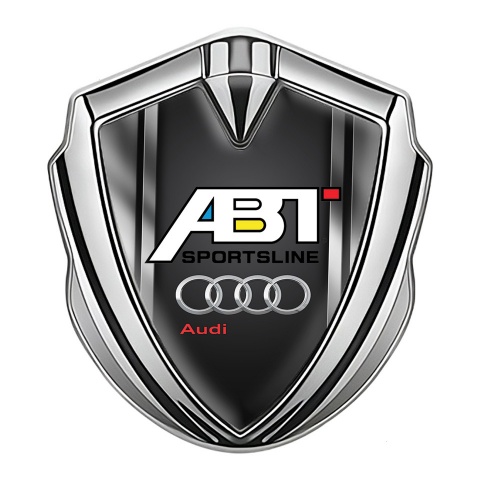 Audi Emblem Trunk Badge Silver Polished Frame Chrome Logo Effect