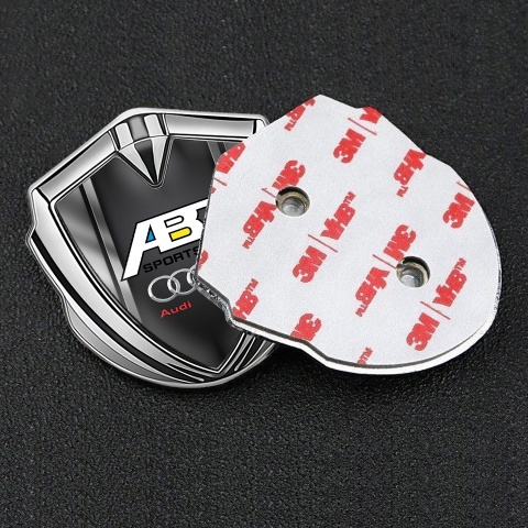 Audi Emblem Trunk Badge Silver Polished Frame Chrome Logo Effect