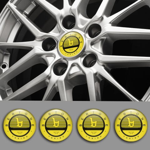 Opel Bertone Sticker for Wheels Center Caps Yellow Black Logo
