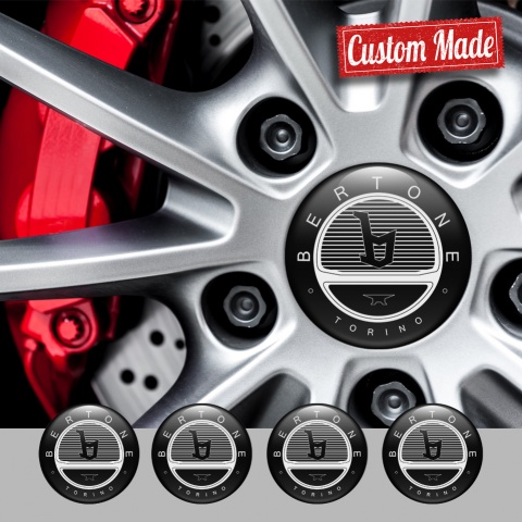Opel Bertone Stickers for Center Wheel Caps Black White Logo